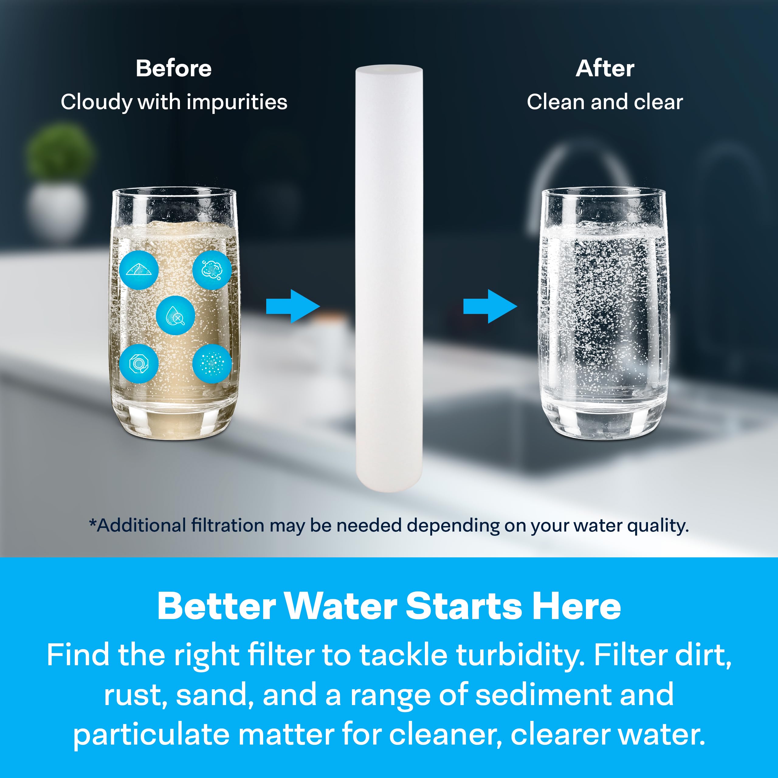 SpiroPure 5-micron sediment filter supports longer maintenance intervals.