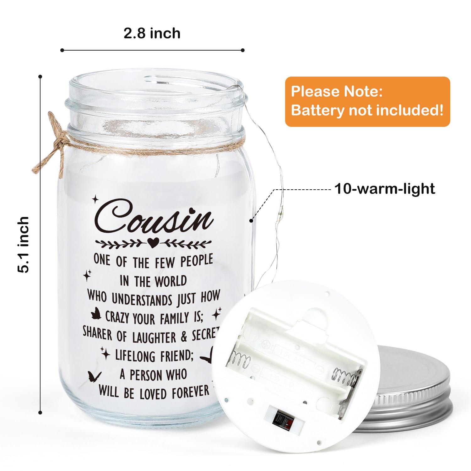 Splendest mason jar night light lit glass showing warm glow