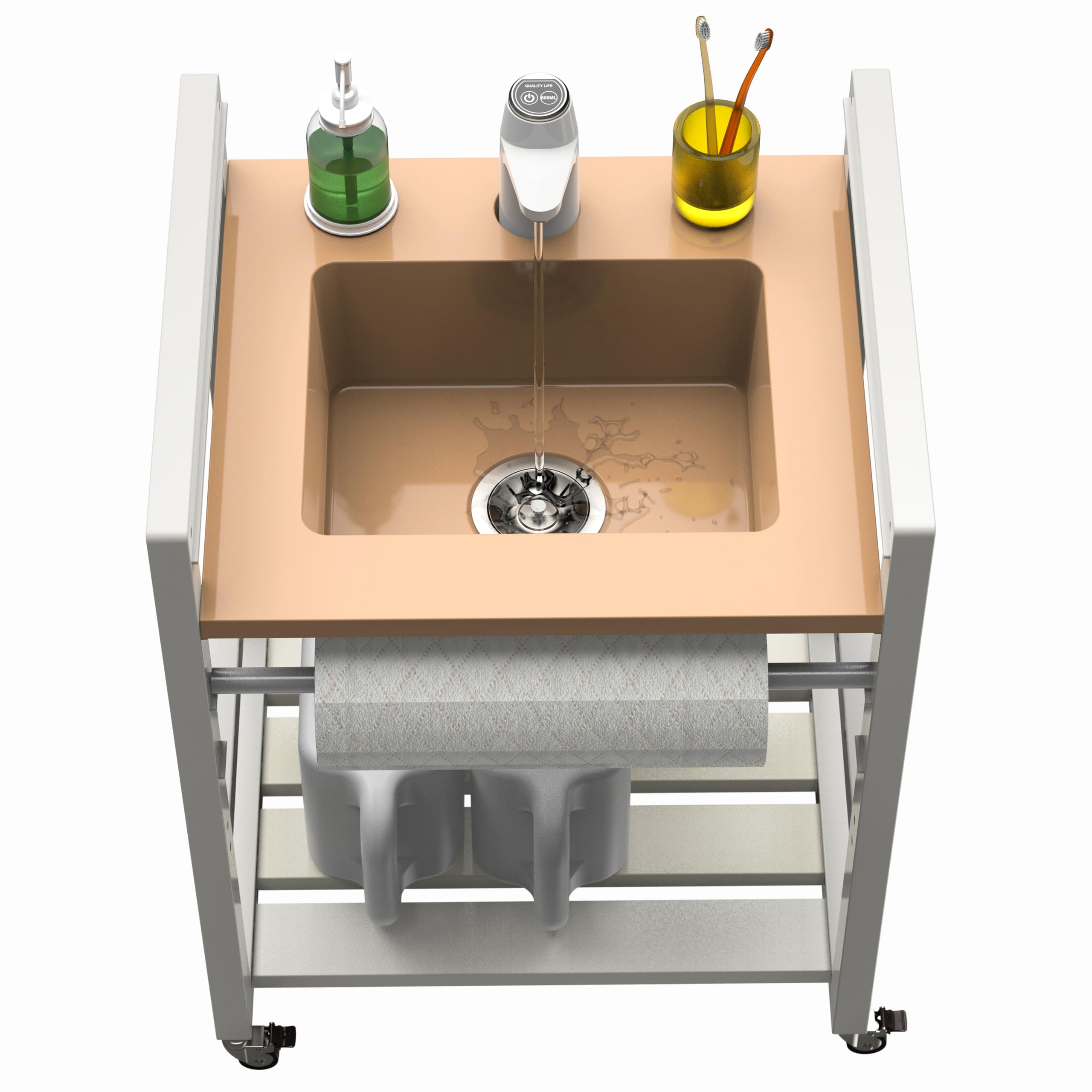 Splishkin bathroom vanity sink with electronic faucet for hands-free rinsing