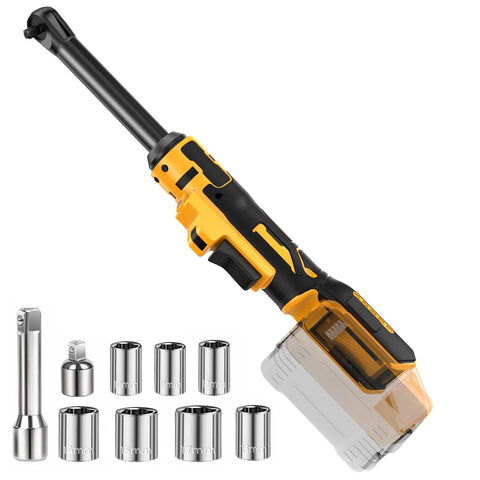SpomacGek cordless ratchet wrench with 6-inch extension for tight spaces.