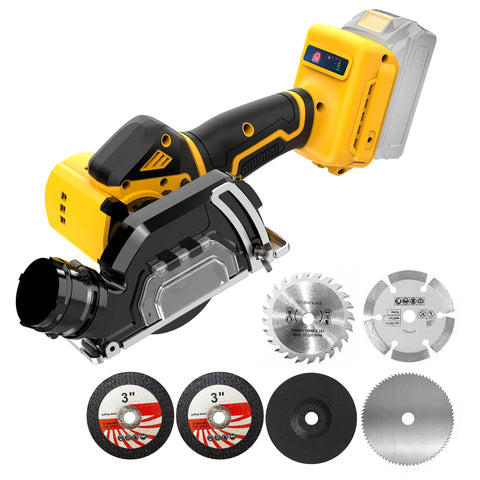 SpomacGek 3-inch mini circular saw in use delivering precise cuts