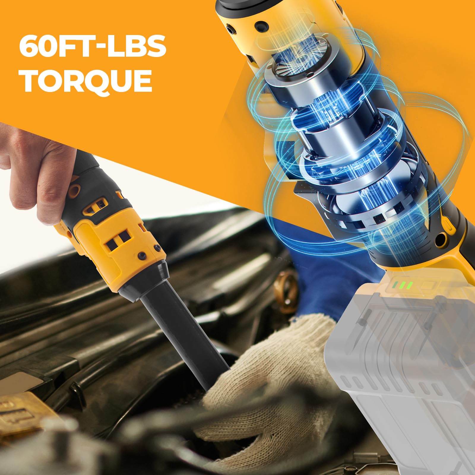 SpomacGek built-in LED light illuminates dark work areas for precise tightening.