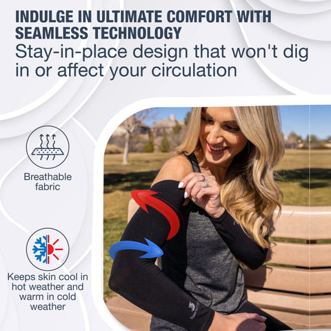 SportsTrail tattoo-coverage sleeves in black purple and blue offer discreet coverage