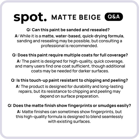Spot touch-up paint quick-dry repair on edges and corners.