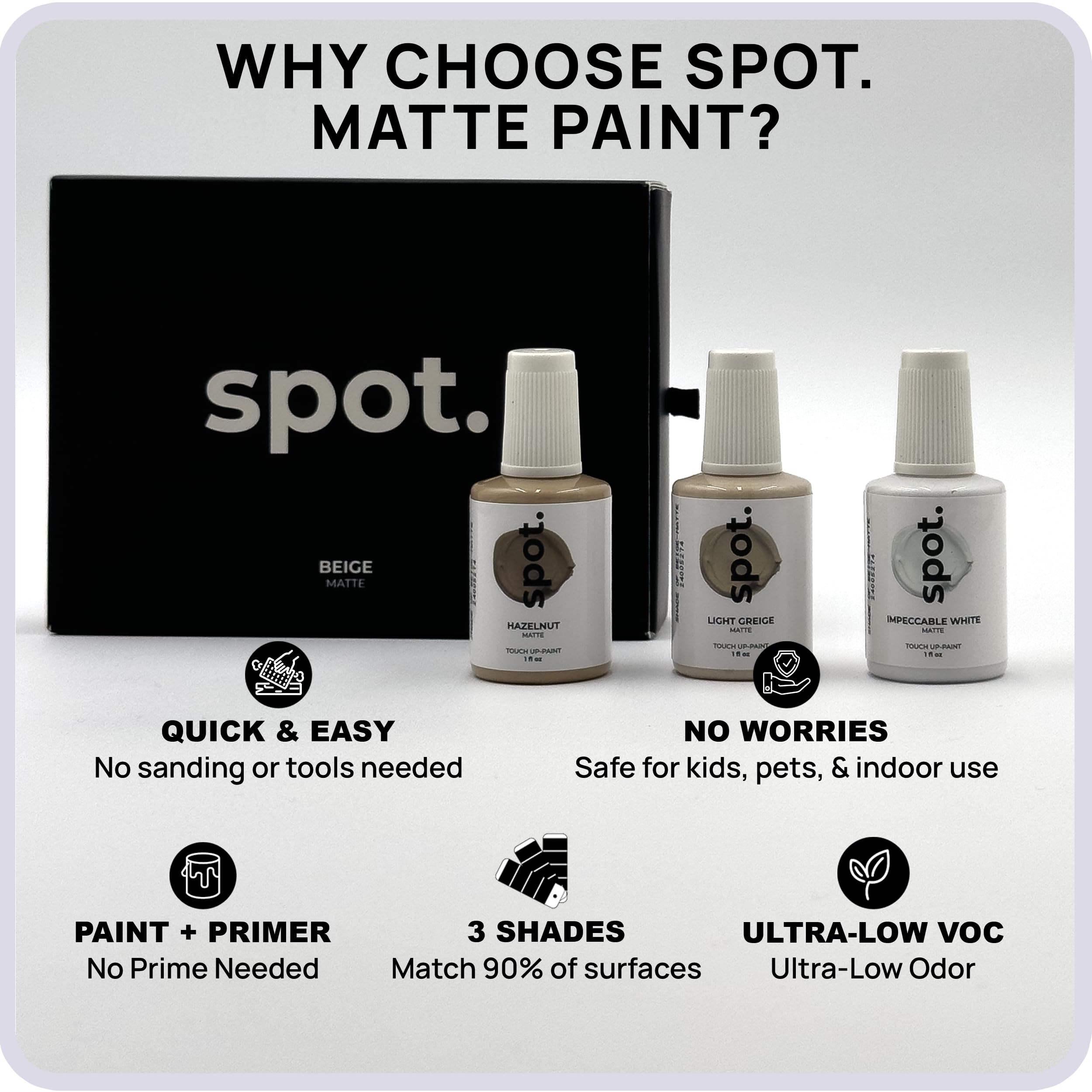 Spot touch-up paint matte finish on cabinets and furniture.
