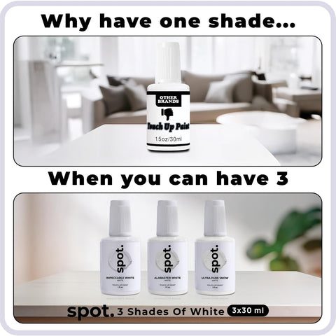 Spot touch-up paint suited for cabinets, walls, doors, and furniture