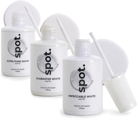 Spot touch-up paint three-shades-pack enables quick color match on surfaces