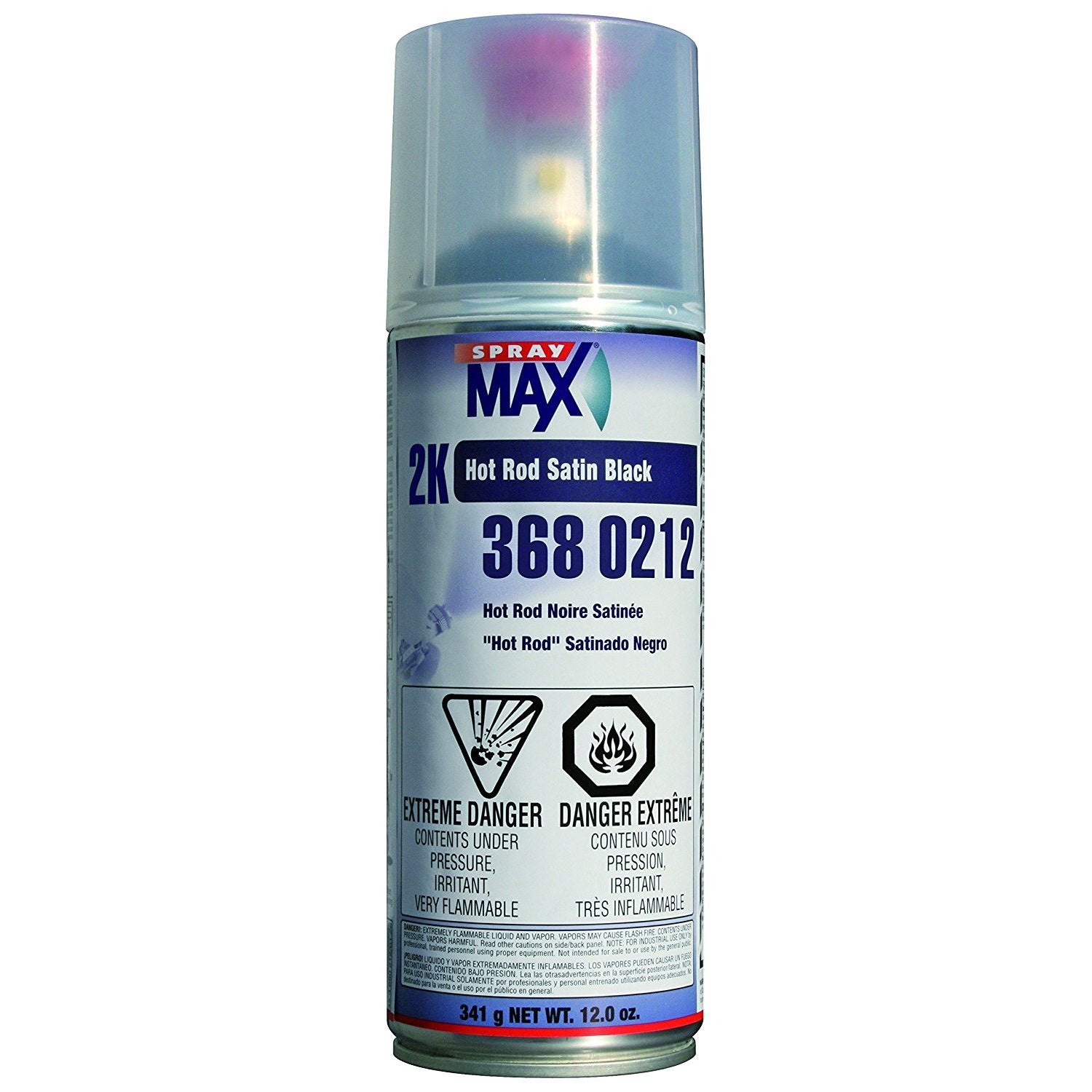 SprayMax Hot Rod Satin Black topcoat on automotive plastic shows chemical resistance and adhesion.