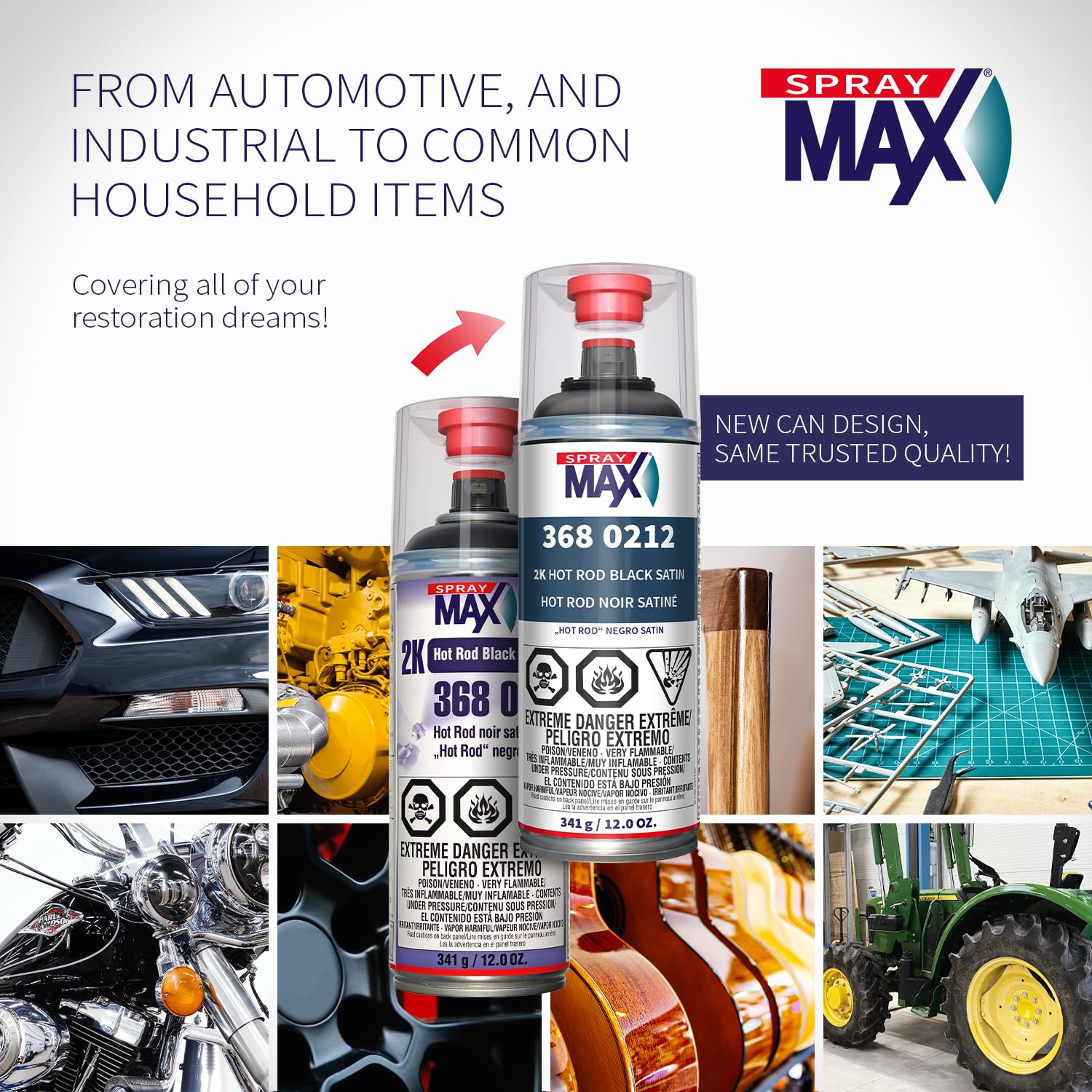 SprayMax 2K topcoat suitable for metal, aluminum, fiberglass, and plastics.