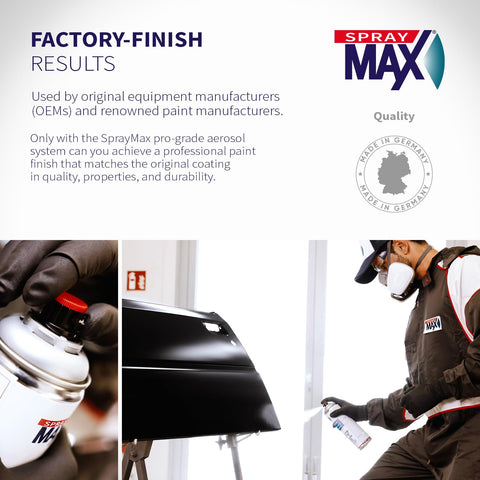 SprayMax 2K topcoat delivers UV and weather resistance for exterior panels.
