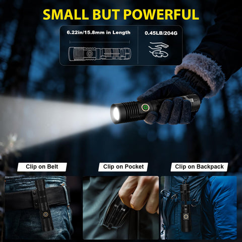 Spriak flashlight long-throw beam for distant detection on patrols or search missions.
