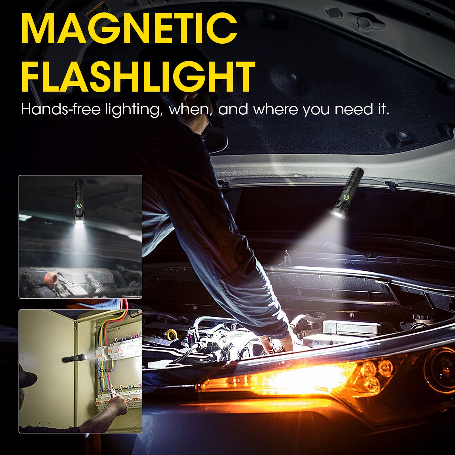 Spriak flashlight type-c fast-charging port powers up quickly and charges devices on the go.