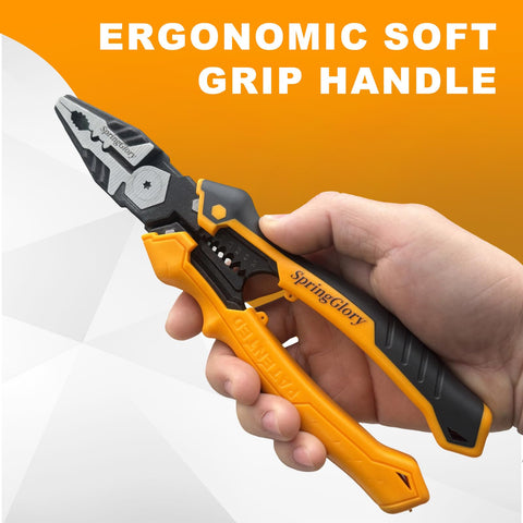SpringGlory 7-in-1 Linesman Pliers ideal for electricians and DIYers.