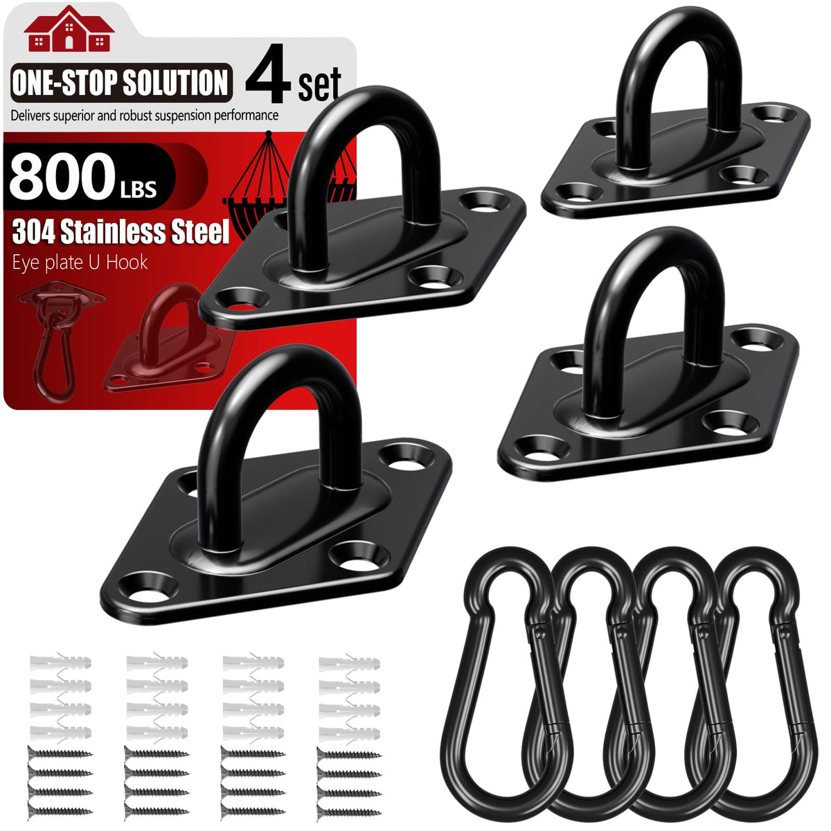 Sprookber pad eye snap hook in stainless steel with rust resistance for durable hanging