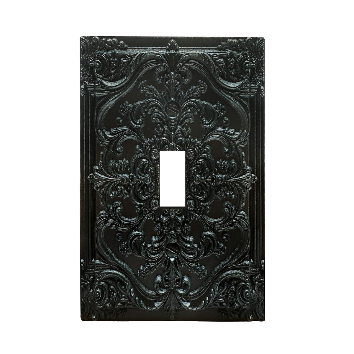 Spshian black flower embossed 1-gang switch plate adds luxurious texture