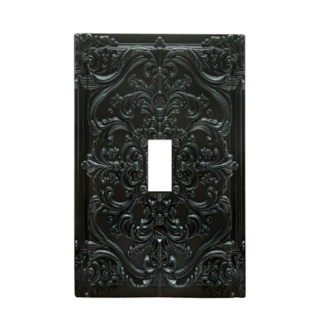 Spshian black flower embossed 1-gang switch plate adds luxurious texture