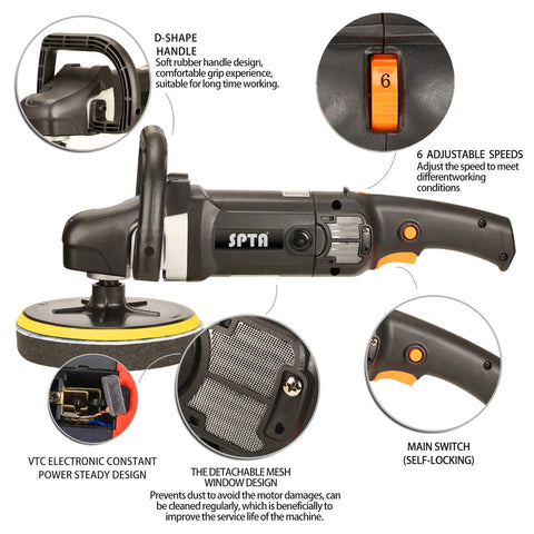 SPTA Buffer Polisher digital speed display enabling smooth material handling