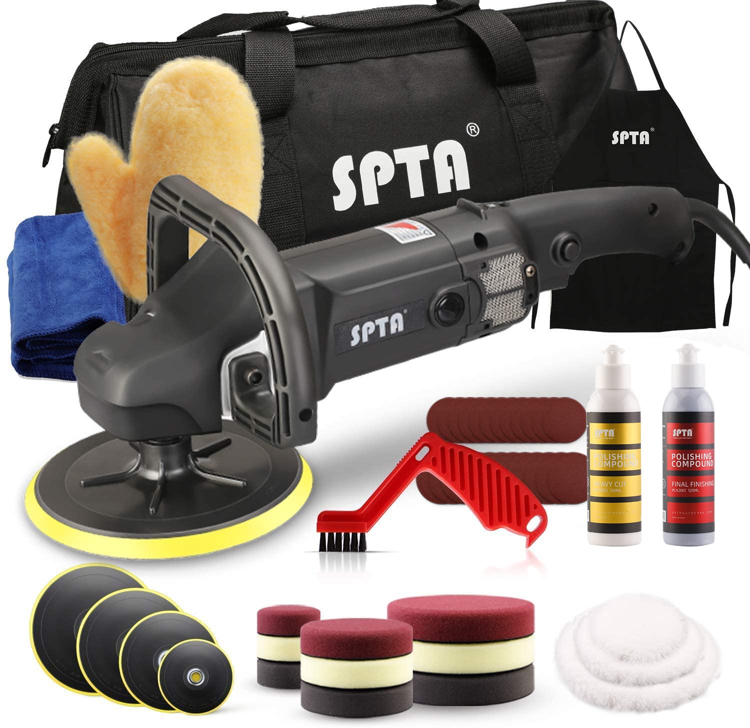 SPTA Buffer Polisher 7-inch front view for effortless auto detailing