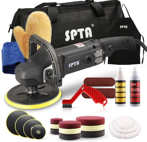 SPTA Buffer Polisher 7-inch front view for effortless auto detailing