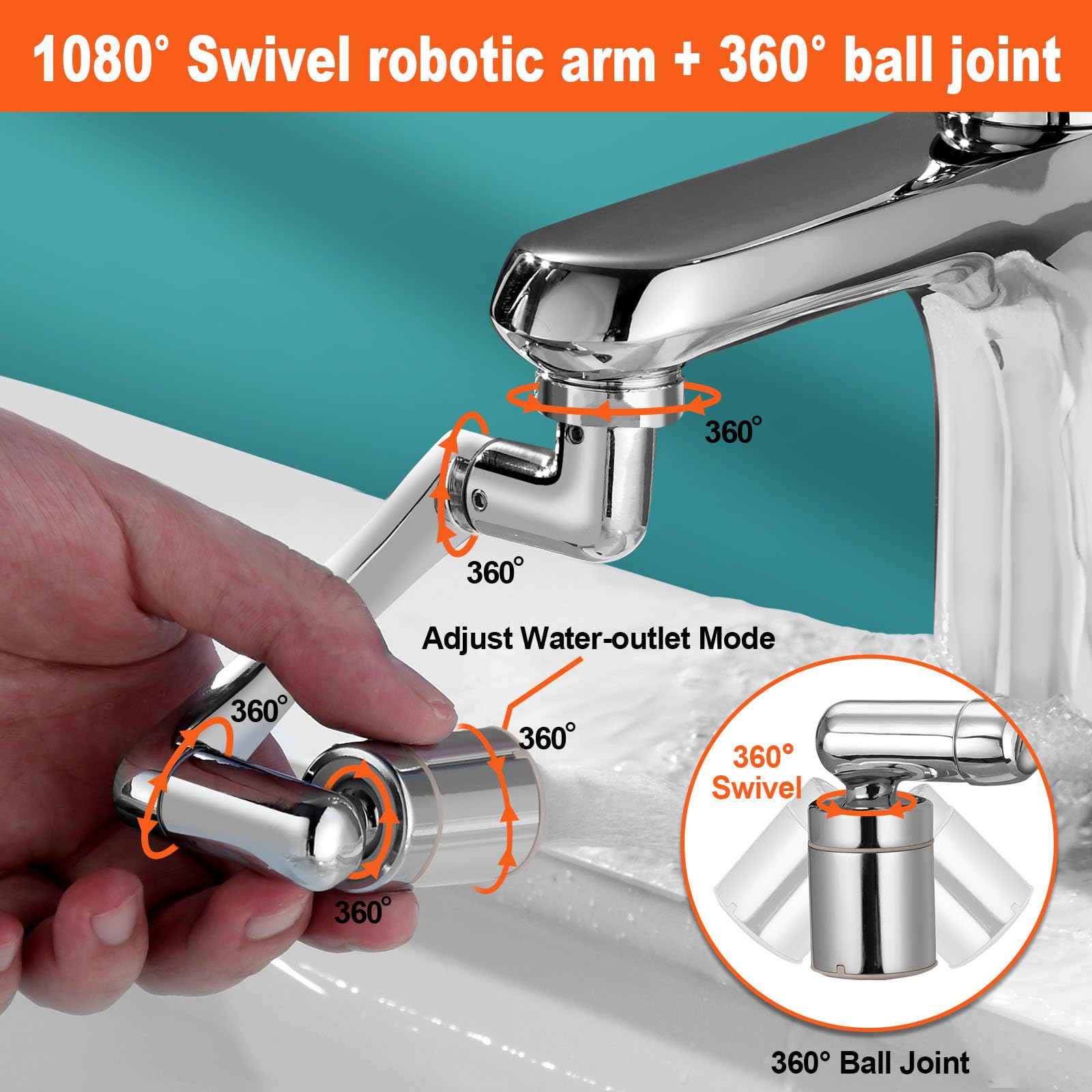 Spurtar 1080deg robotic arm extension reaching around the sink