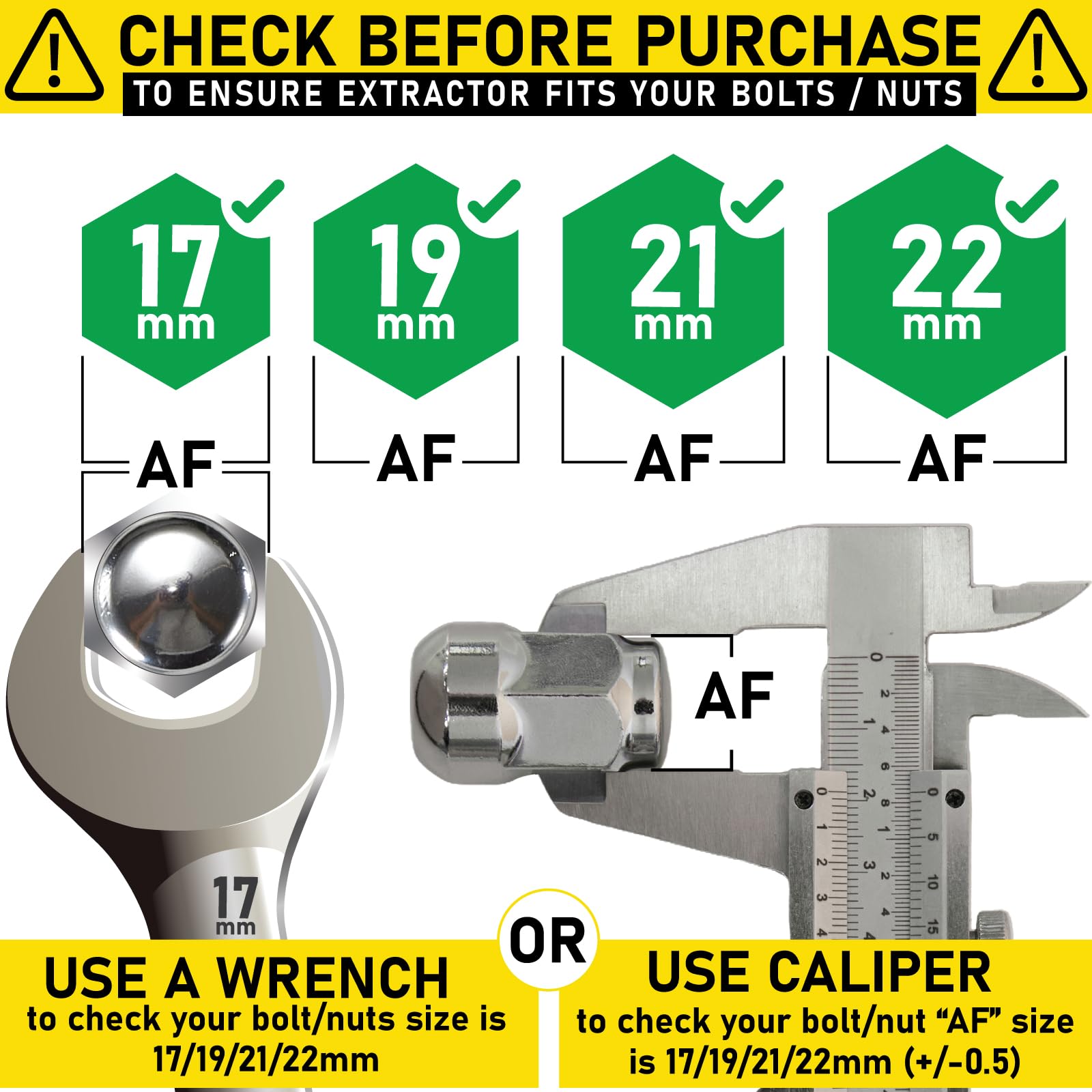 Spurtar 17-22mm size chart helps verify compatibility before use.