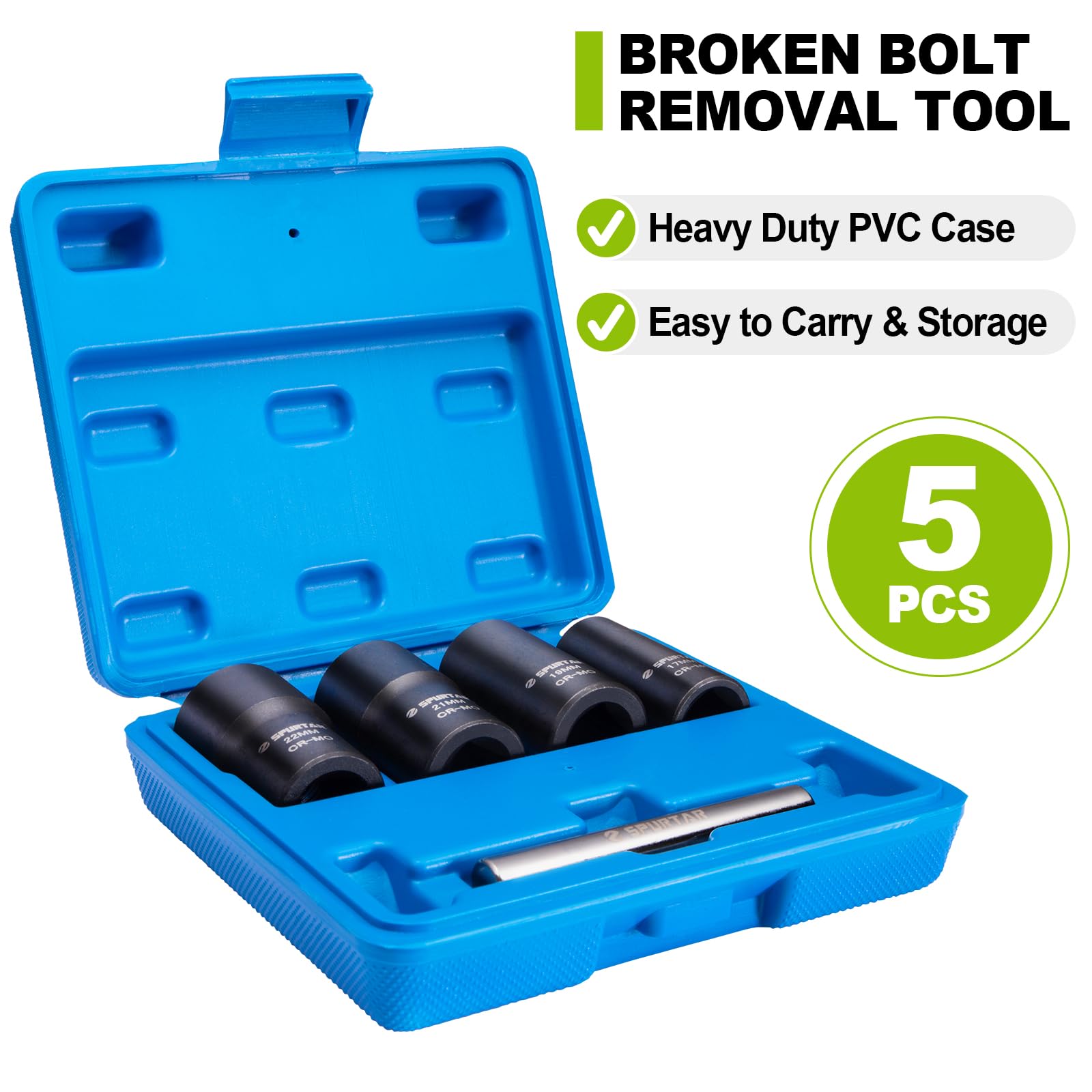 Spurtar included case stores five sockets neatly for quick access.