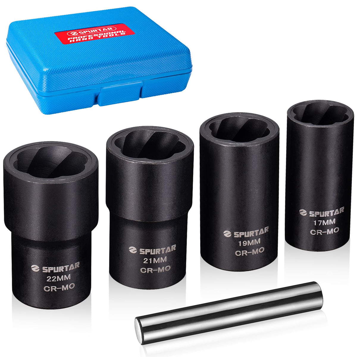 Spurtar lug-nut removal kit in case for easy storage and transport.