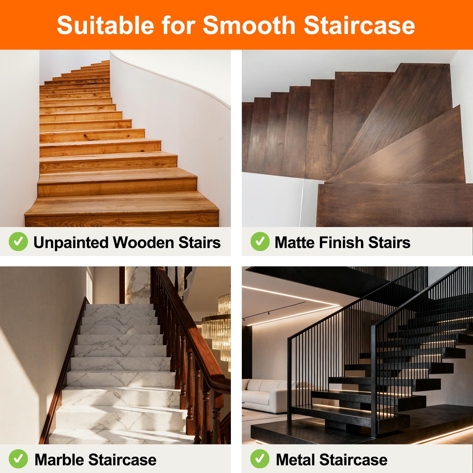 Spurtar anti-slip treads protect kids and pets on indoor stairs.