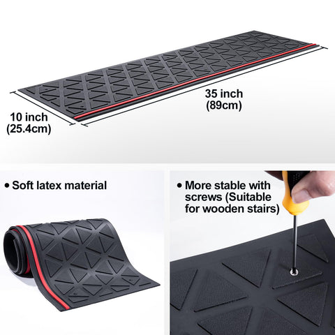 Spurtar rubber stair mats with adhesive tape applied along edges.