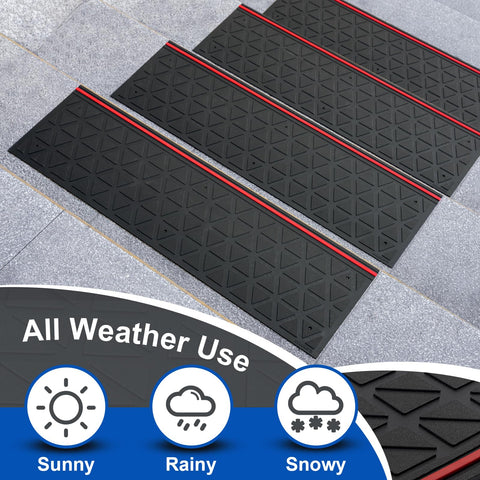 Spurtar stair treads on metal steps with red safety strip visible.