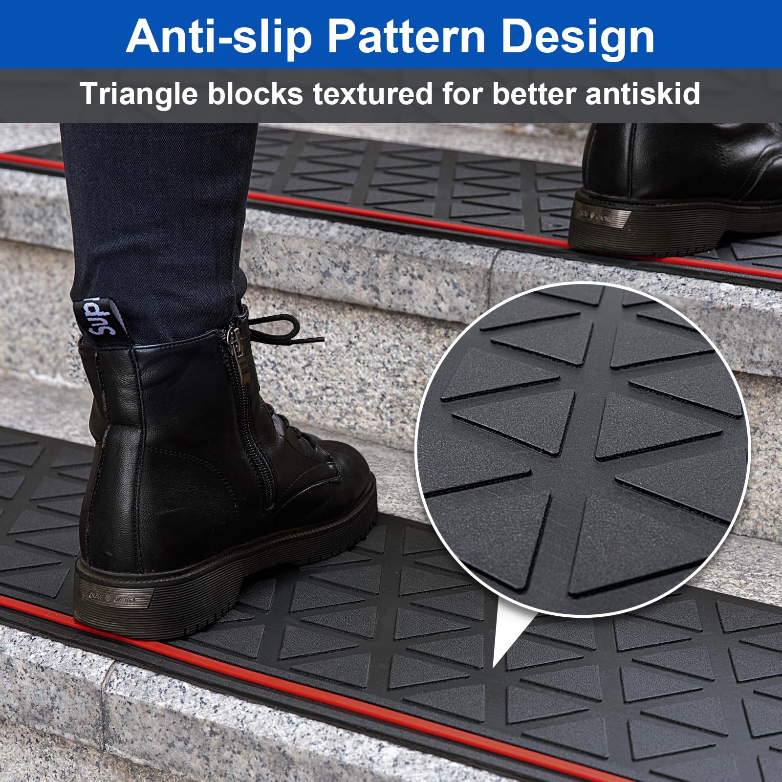 Spurtar rubber stair treads 35x10 on concrete step shows durability