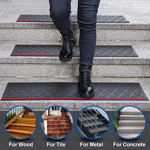 Spurtar rubber stair treads 35x10 side edge close-up highlights texture
