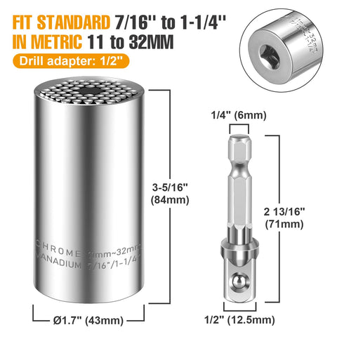 Spurtar universal socket 11-32mm in use, grips irregular shapes.