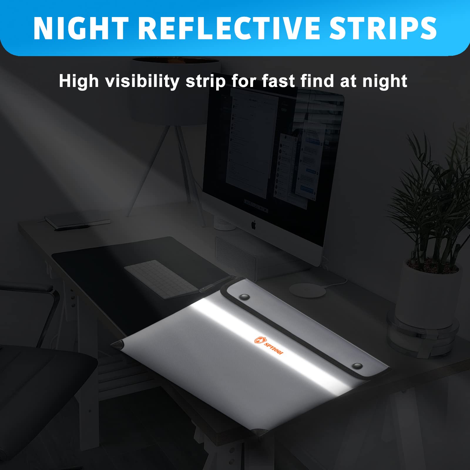 SPVIOQI bag includes reflective strip for quick night visibility of contents.