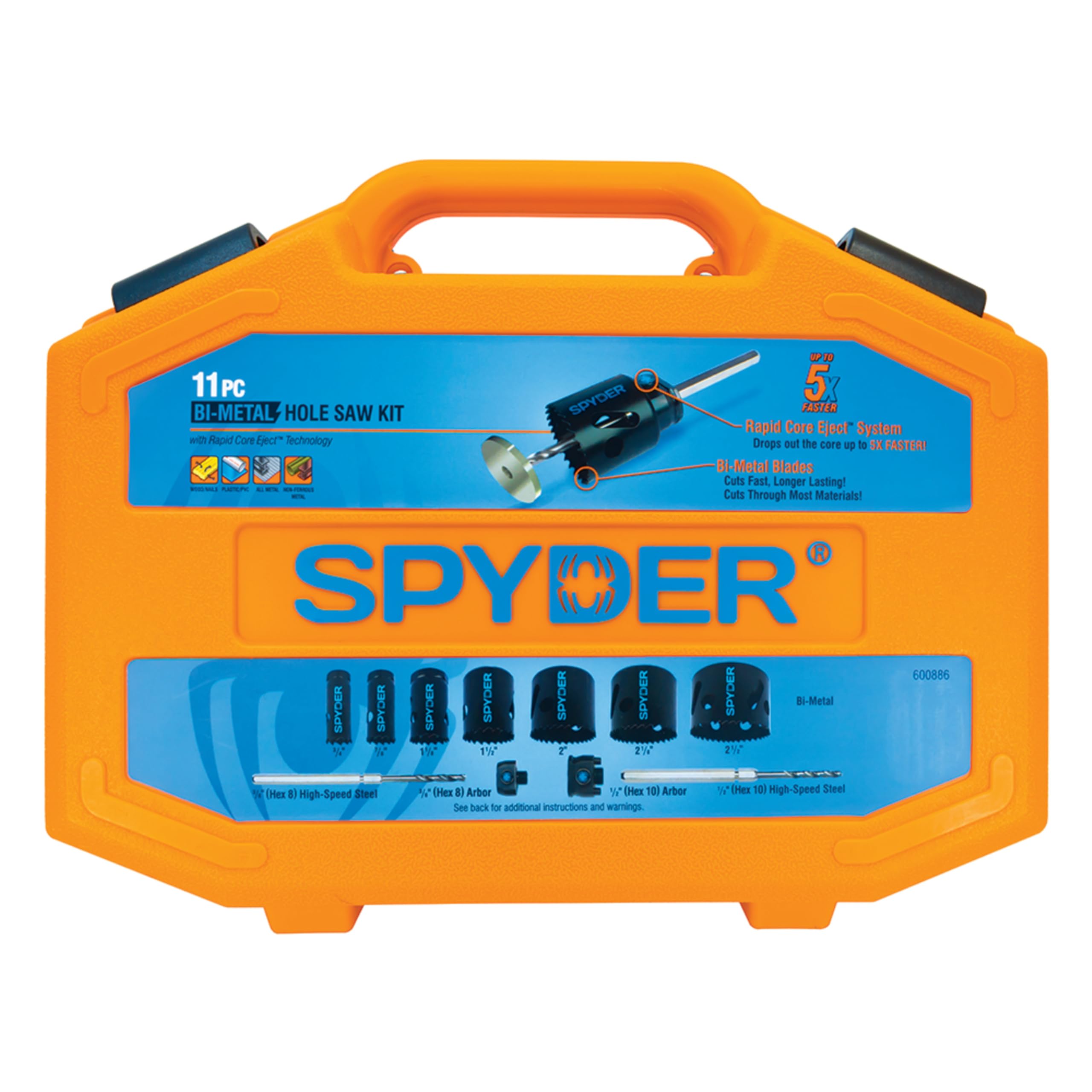 Spyder Hex10 arbor supports easy hole enlargement with adapters