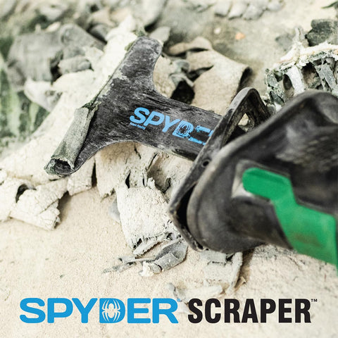 Spyder Scraper 4-inch blade handles linoleum and drywall mud efficiently