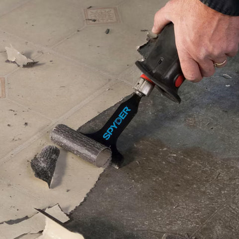 Spyder scraper compatible with all reciprocating saws during renovation projects
