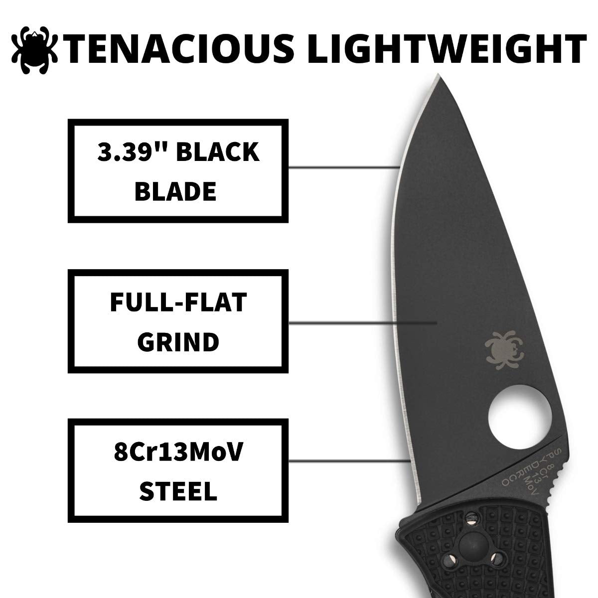 Spyderco Tenacious peel-ply texture handle provides a secure non-slip grip.