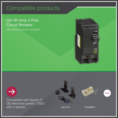 Square D QO290CP Visitrip indicator shows when the circuit trips.