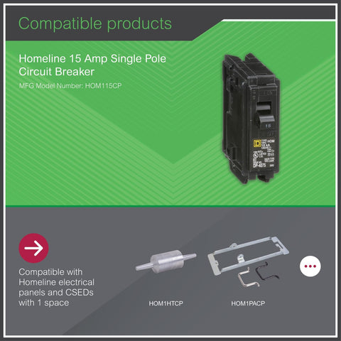 Square D HOM115 in-panel installation view showing rapid replacement