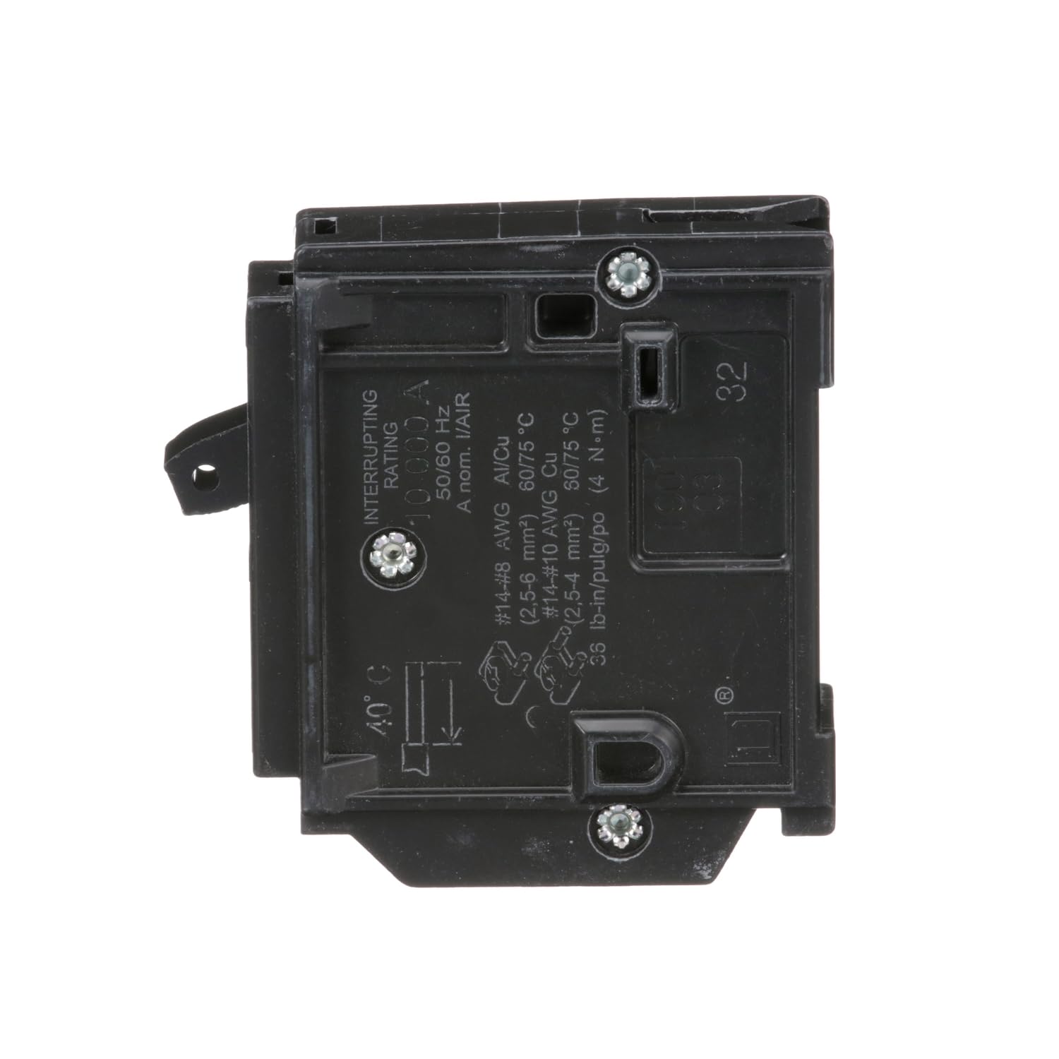 Square D HOM115 label detail focusing on UL listing and 15A rating