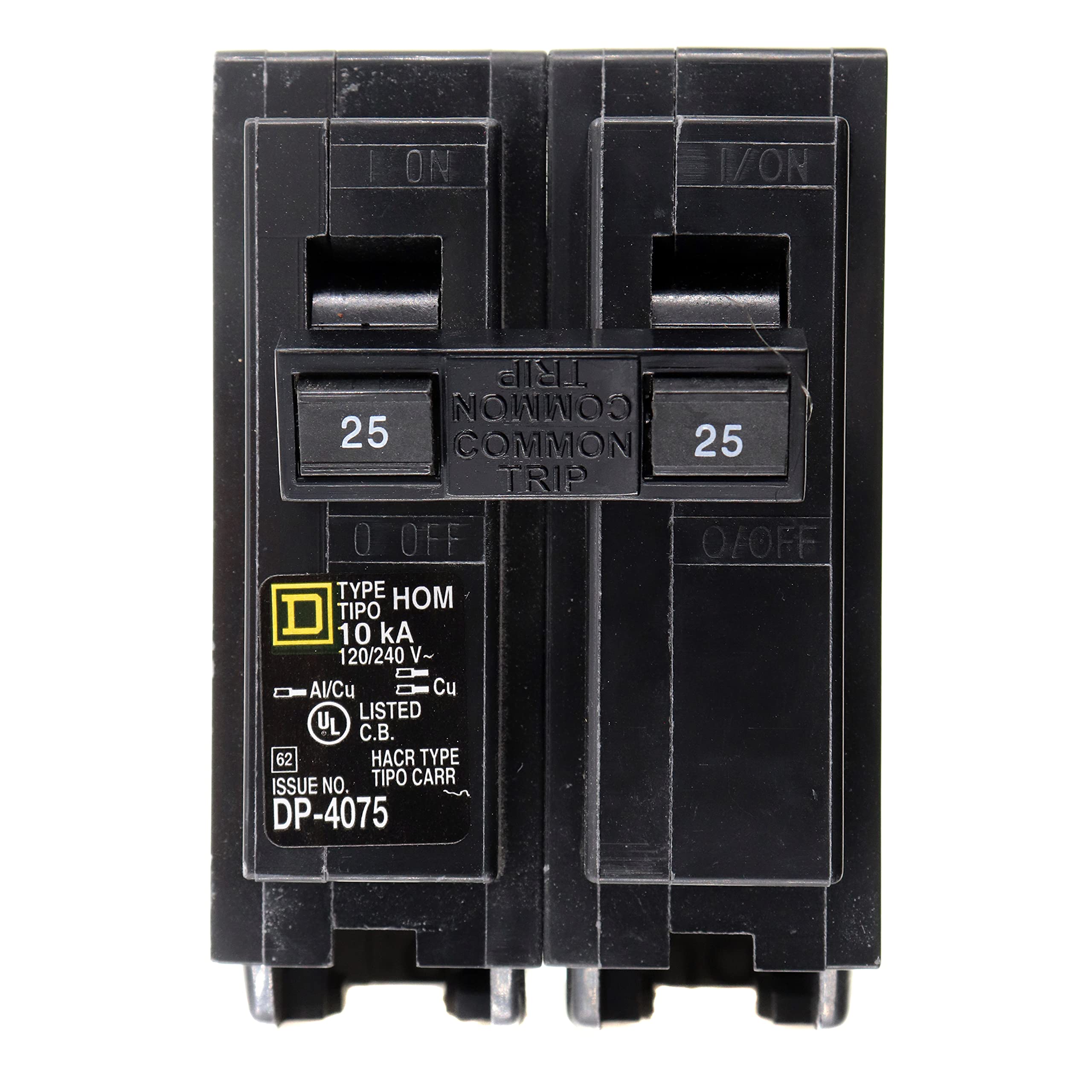 Square D HOM225 HomeLine 2-pole breaker for 120/240V circuits, reliable overcurrent protection.