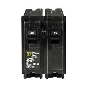 Square D HOM240 plug-in mount 40A breaker for Homeline panels enables easy wiring.