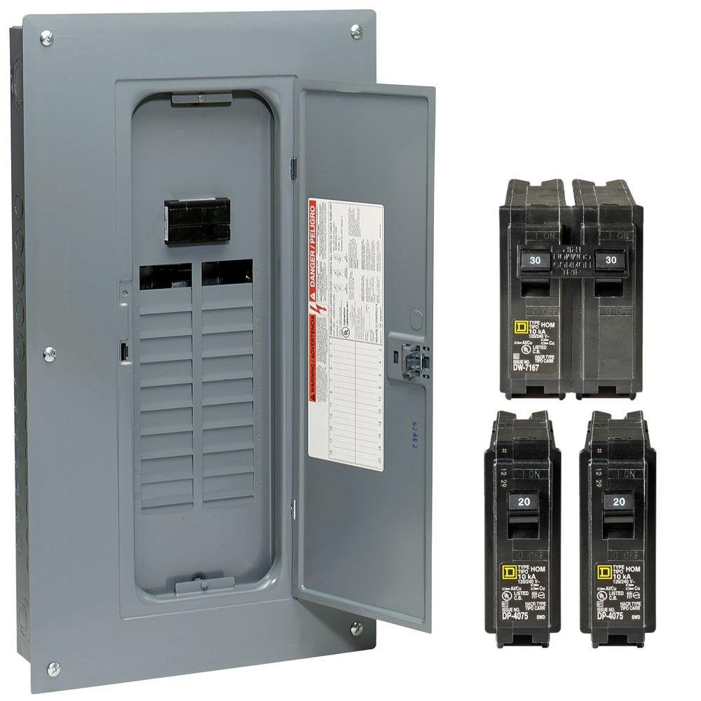 Square D Homeline 100A load center front view with easy wire routing