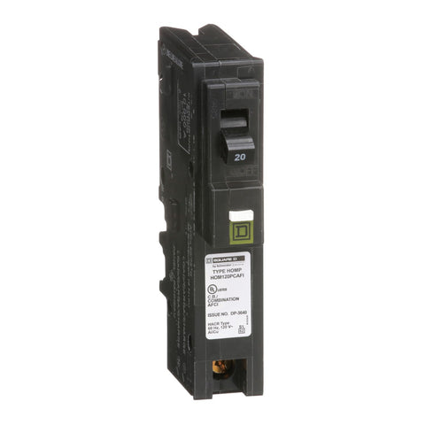 Square D Homeline 20-amp CAFI front view highlights compact design