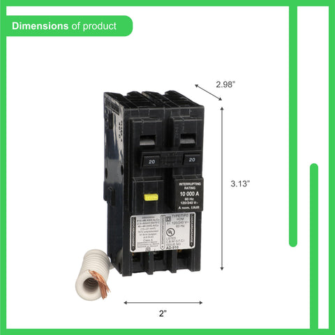 Installed Homeline 20A GFCI two-pole breaker in a load center for 240V circuits