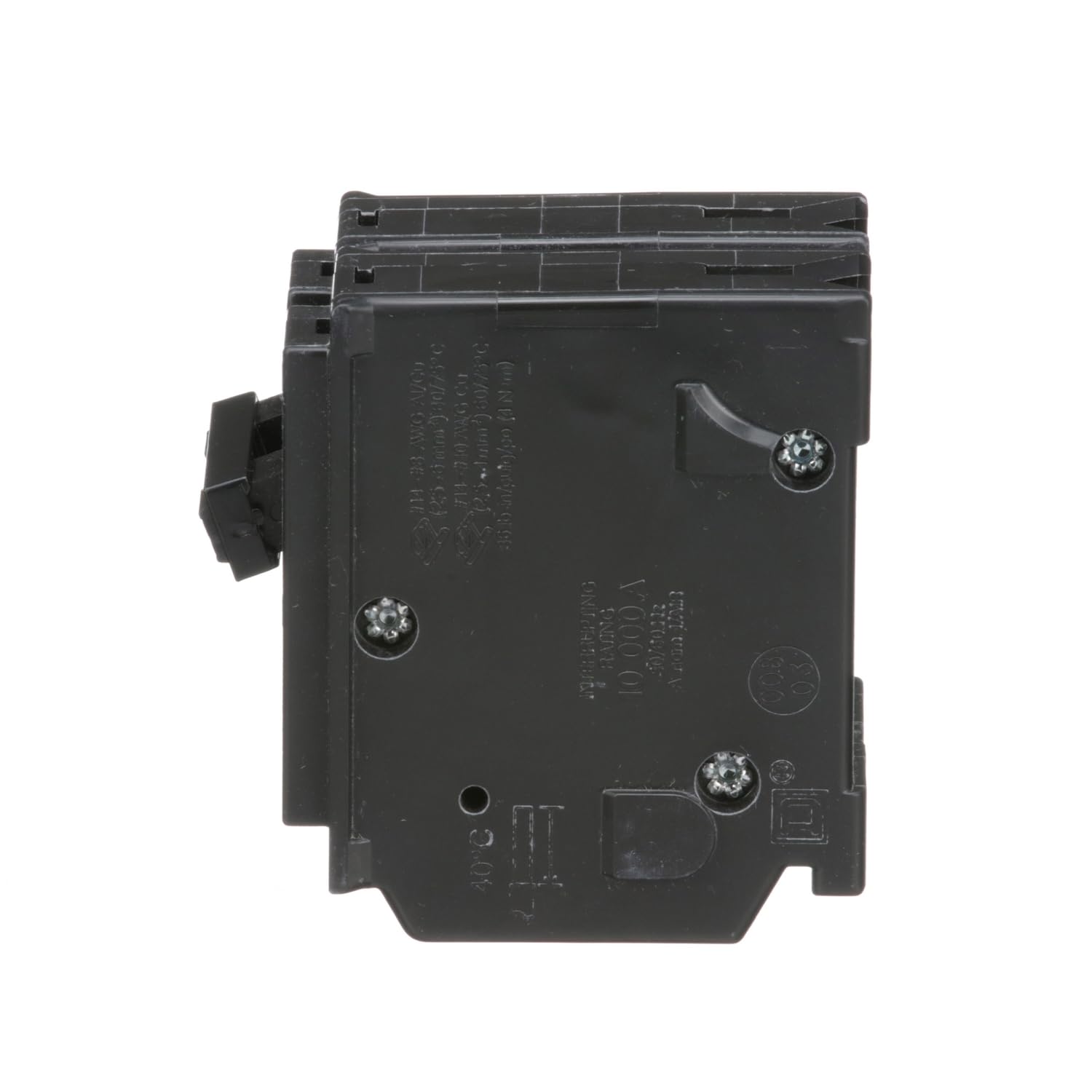 Square D HomeLine 30A two-pole circuit breaker label and UL certification visible