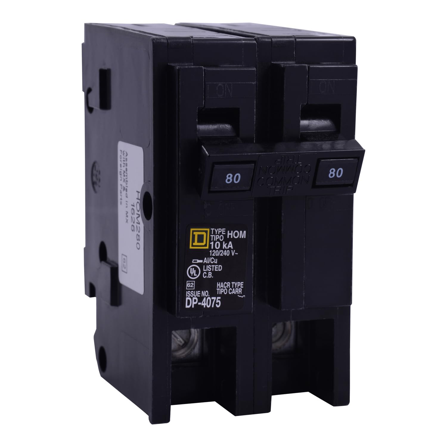 Square D Homeline 80A two-pole front view for quick installation
