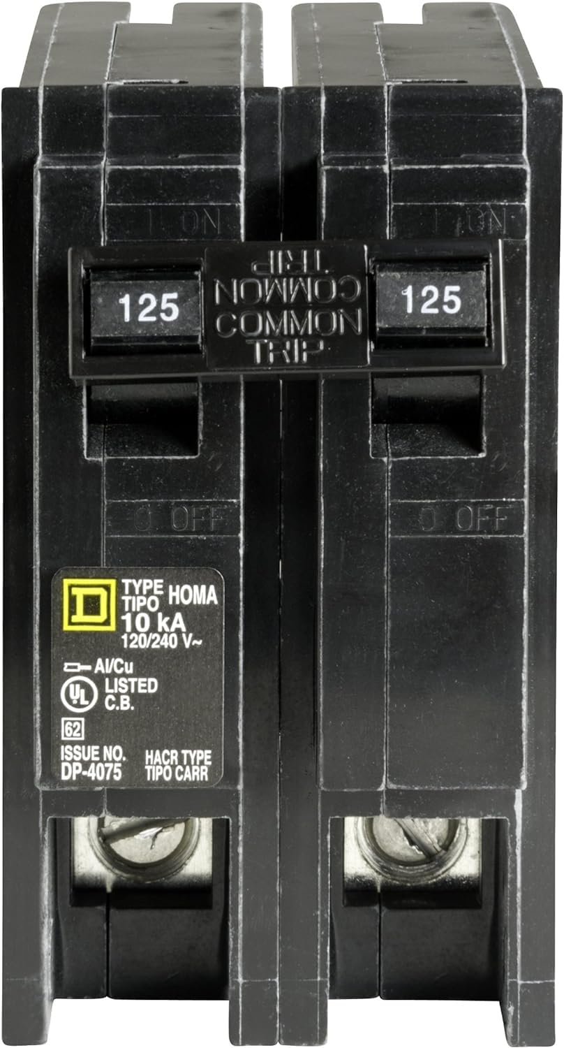 Square D Homeline 125A wiring image emphasizes safe connections for higher-demand appliances.