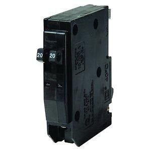 Square D QO2020 tandem breaker inside panel for compact 20A circuits.